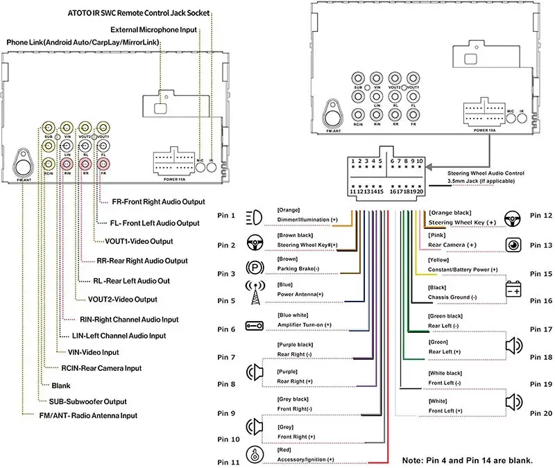 Chinese Android Car Stereo Wiring Diagrams ATOTO CAMECHO Hikity 