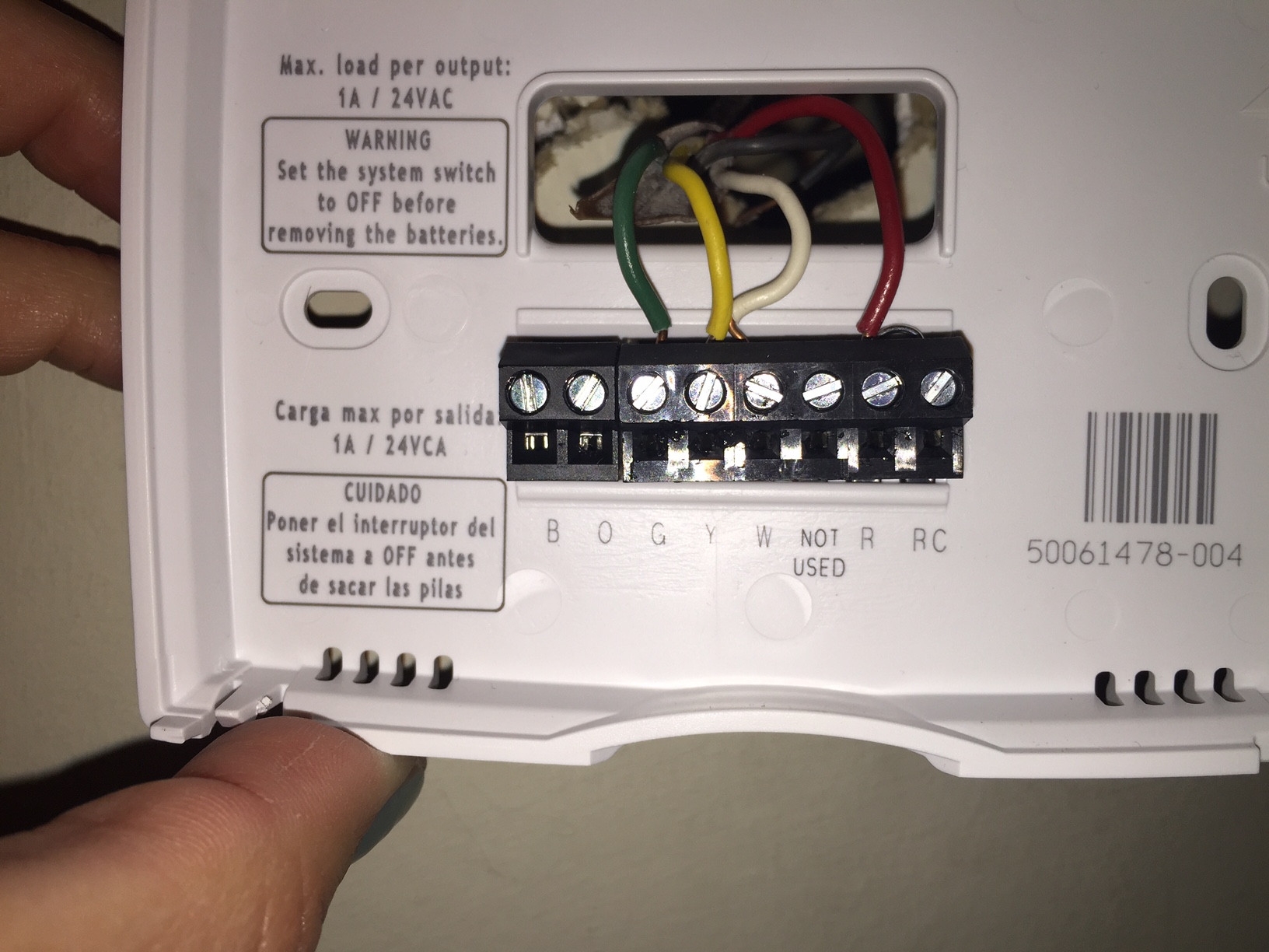 Honeywell 4 Wire Thermostat Wiring Color Code