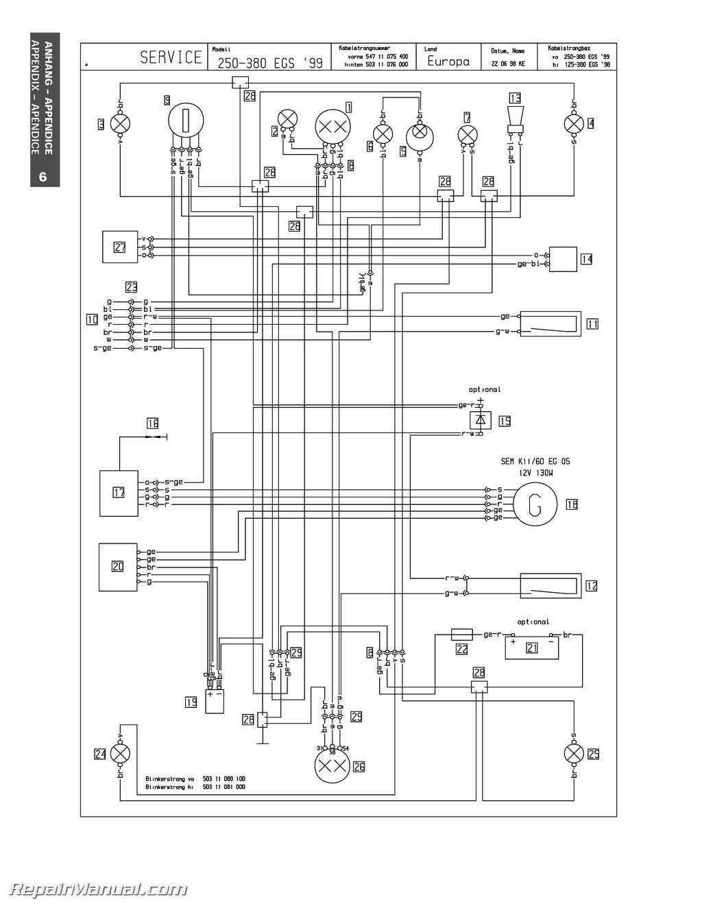 KTM 450 EXC Electrical Schematic