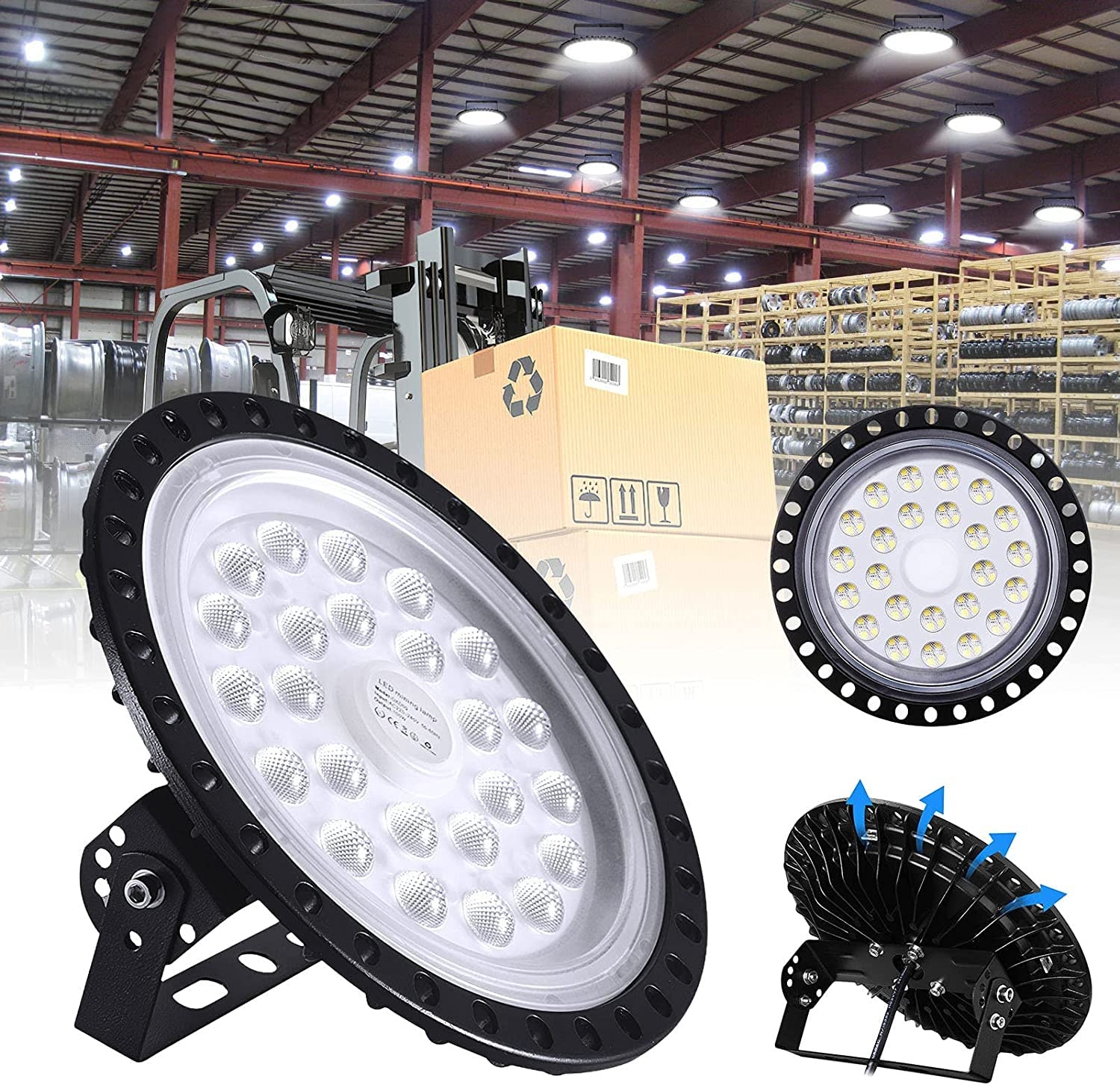 LED High Bay Light 100W 10000LM UFO LED High Bay Light 6000K High Bay 