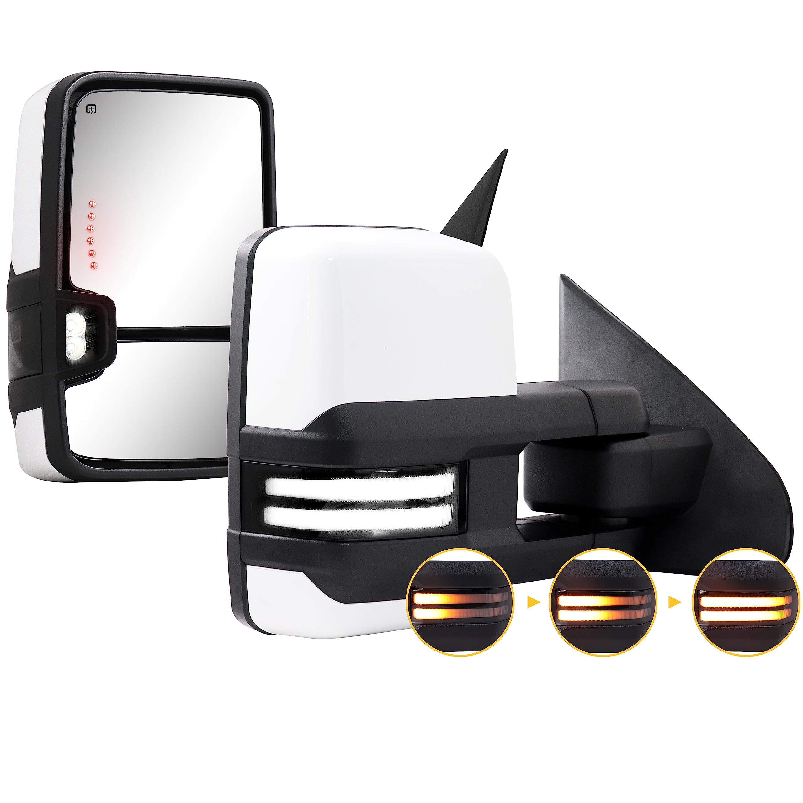 Sanooer Towing Mirrors White Compatible With 2014 2018 Chevy Silverado 