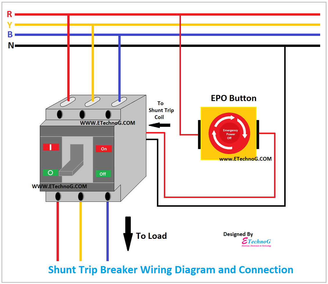 Shunt Trip Breaker Wiring Diagram Connection Circuit ETechnoG