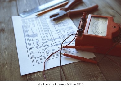 Voltmeter Wiring Diagram Tools Stock Photo 608567840 Shutterstock