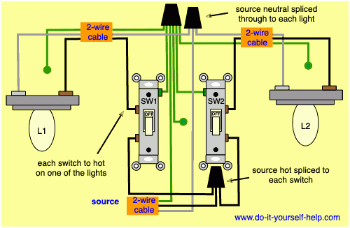 Wiring Diagram For Two Switches Controlling Two Lights Electrical 